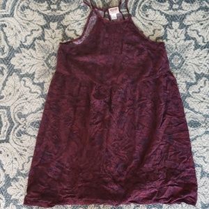 Burgundy/ cranberry high neck dress